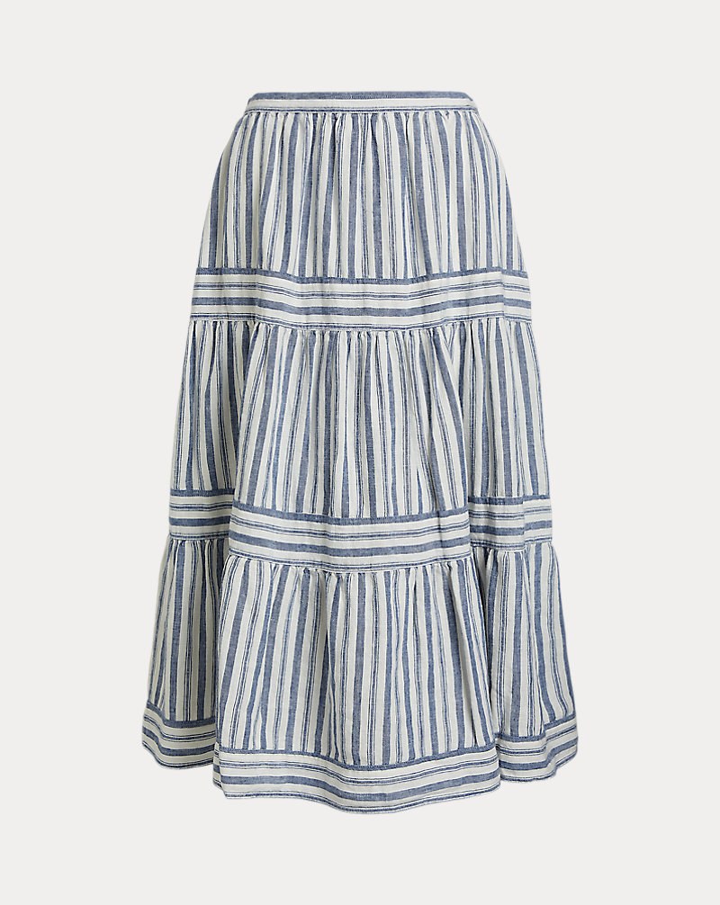 Striped Tiered Linen Skirt Polo Ralph Lauren 1