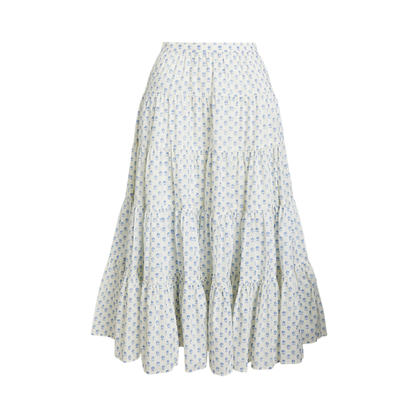 Tiered Cotton Poplin Skirt
