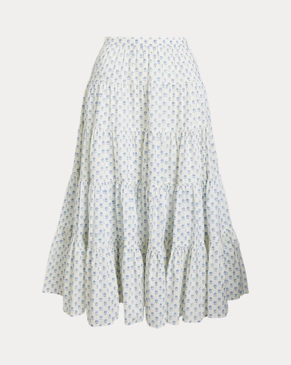 Tiered Cotton Poplin Skirt