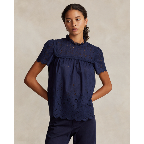 Eyelet-Embroidered Cotton Top
