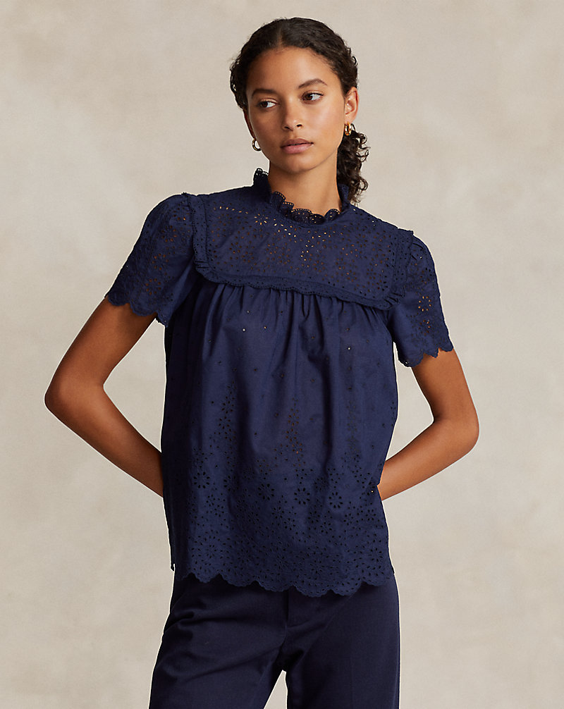 Eyelet-Embroidered Cotton Top Polo Ralph Lauren 1