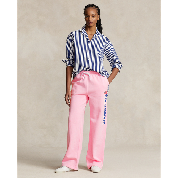 Fleece Wide-Leg Athletic Trouser