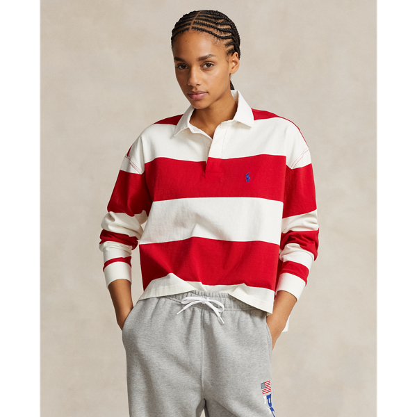 Striped Cropped Jersey Rugby Shirt Polo Ralph Lauren 1