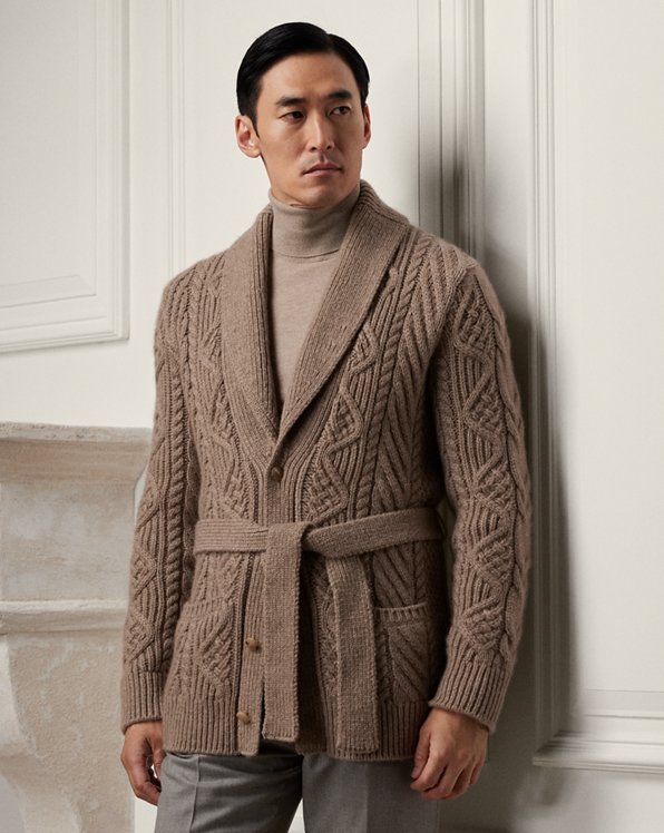Cable-Knit Cashmere Belted Cardigan