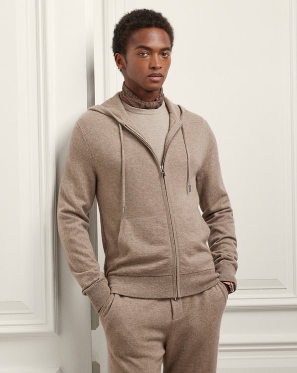 Wool-Cashmere Hooded Full-Zip Jumper