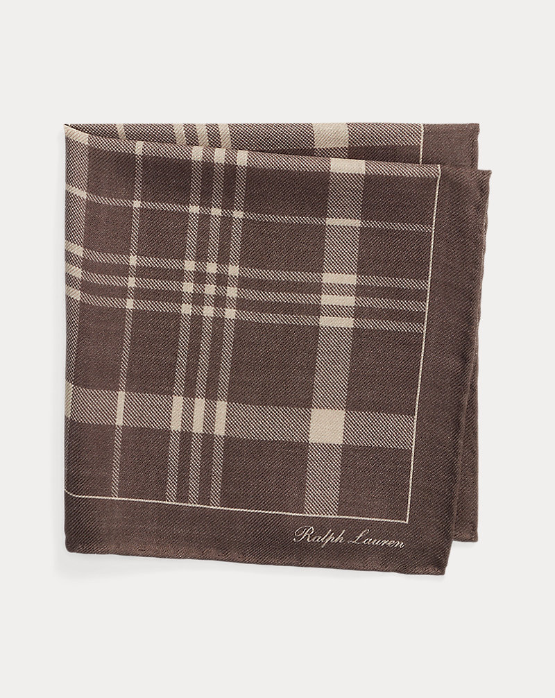 Plaid Cashmere-Silk Pocket Square Purple Label 1