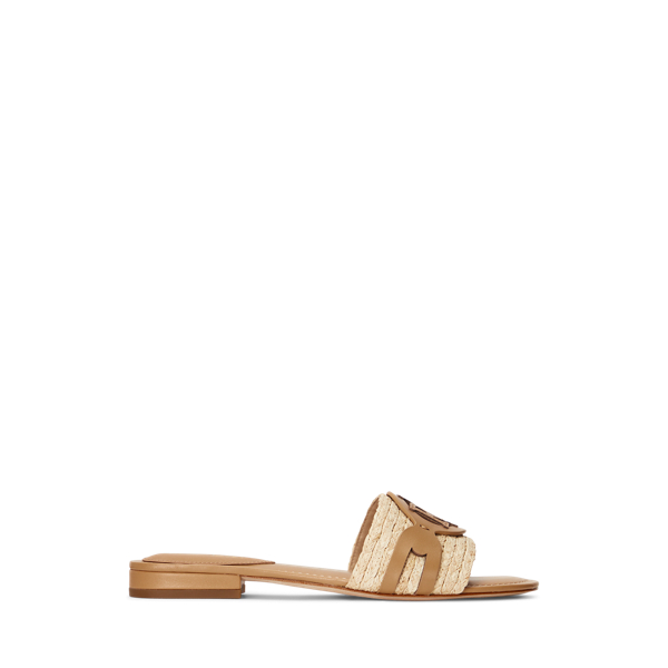 Alegra Raffia &amp; Leather Slide Sandal