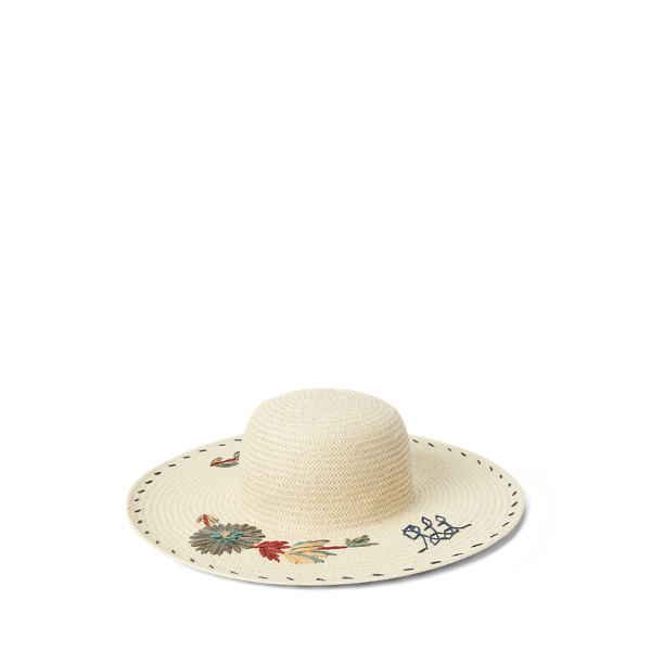 Embroidered Straw Sun Hat