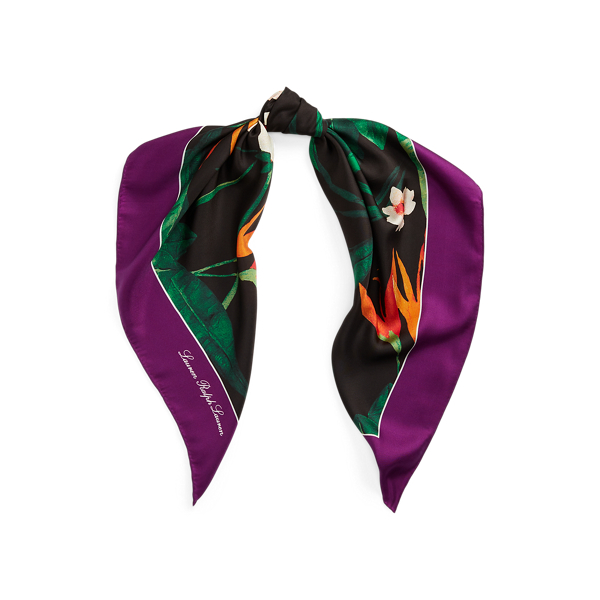 Floral Silk Twill Square Scarf