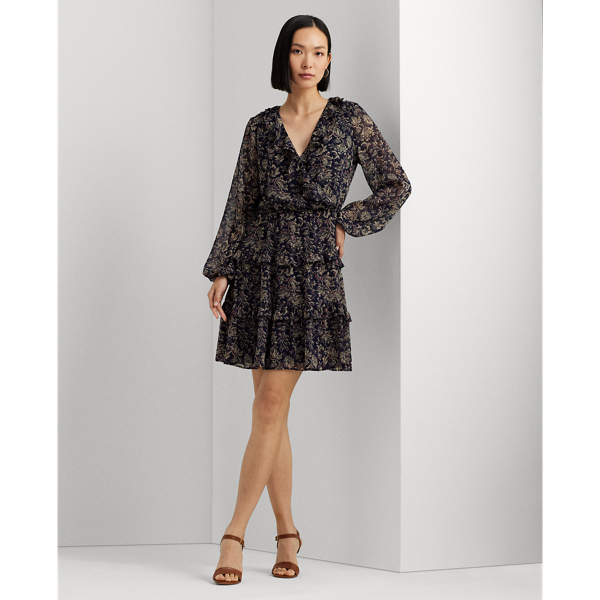 Floral Crinkle Georgette Surplice Dress for Women | Ralph Lauren® UK
