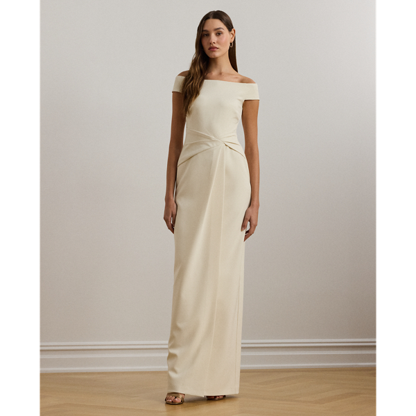 Crepe Off-the-Shoulder Gown