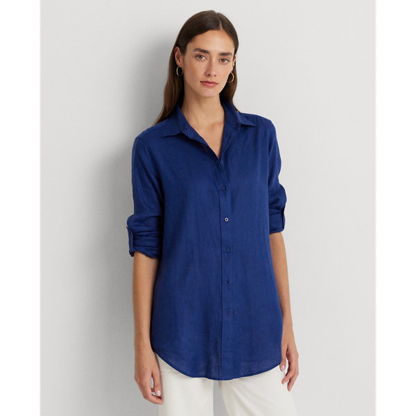 Relaxed Fit Linen Roll Tab-Sleeve Shirt Lauren 1