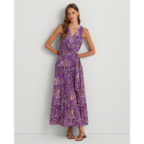 Ralph Lauren Women's Tie Dye Cotton Voile Maxidress White Size 12