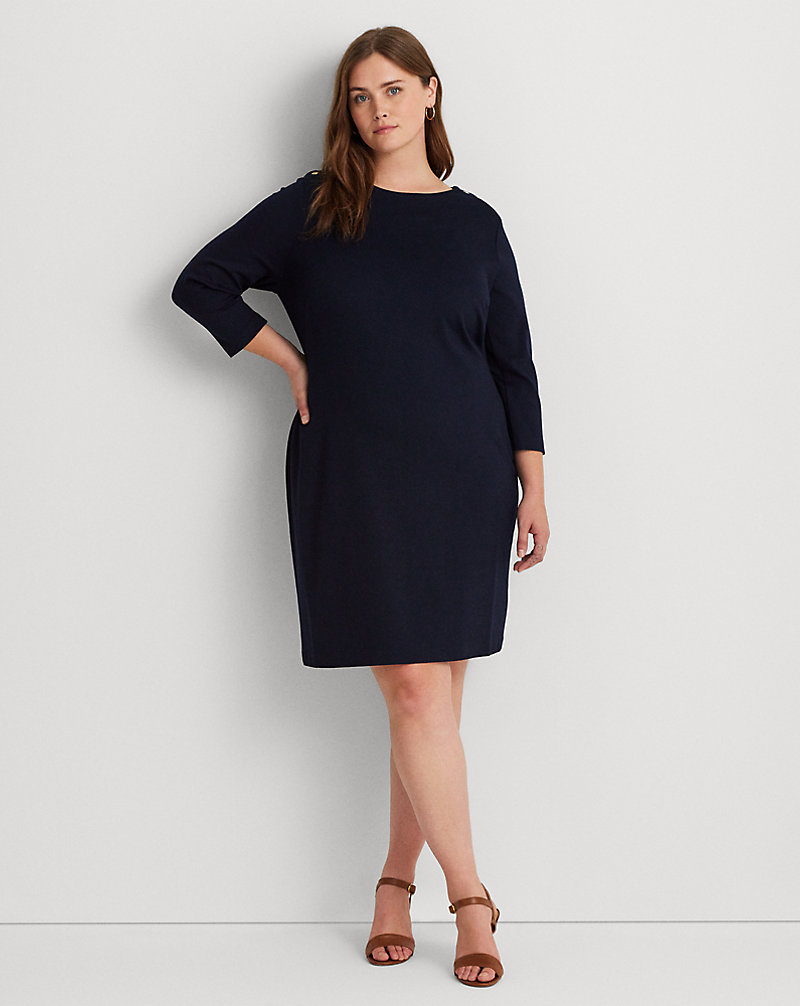 Ponte Three-Quarter-Sleeve Dress Lauren Woman 1