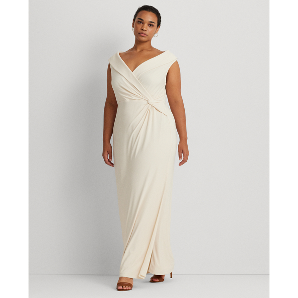 Jersey Off the Shoulder Gown