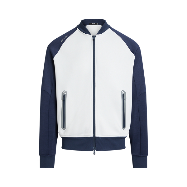 ColorBlocked DoubleKnit Bomber Jacket