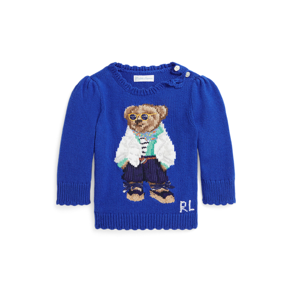 Baumwoll-Kaschmir-Pullover mit Polo Bear Baby-Mädchen 1