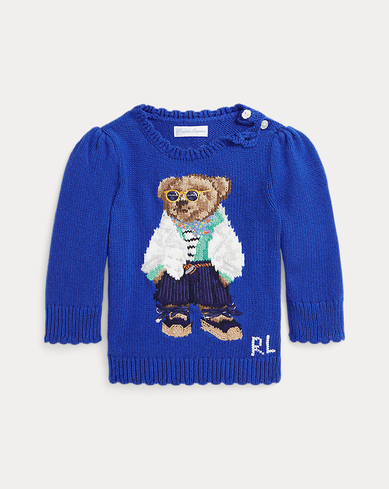 Baumwoll-Kaschmir-Pullover mit Polo Bear Baby-Mädchen 1