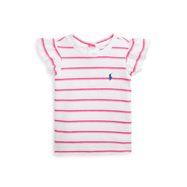 Striped Ruffled Cotton Jersey Top