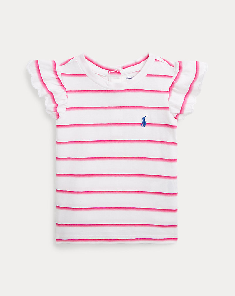 Striped Ruffled Cotton Jersey Top Baby Girl 1