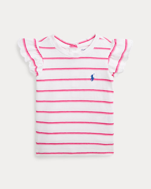 Striped Ruffled Cotton Jersey Top