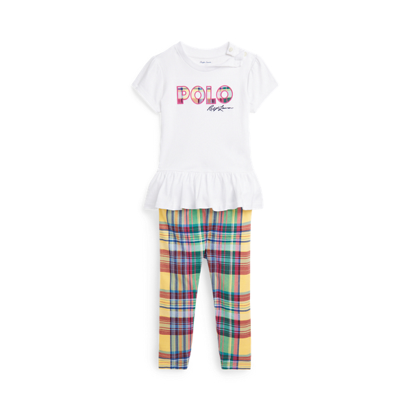 T-shirt logo et legging écossais Bébé fille 1