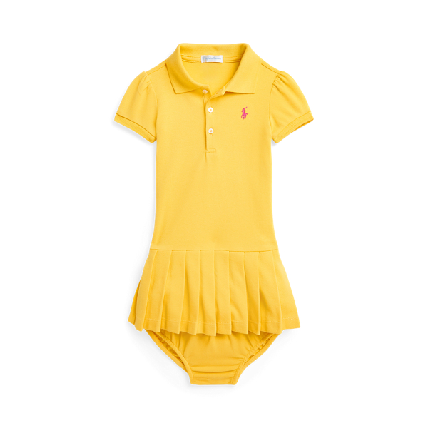 Pleated Mesh Polo Dress &amp; Bloomer