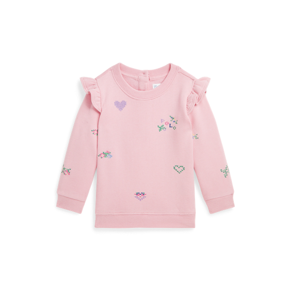 Embroidered Ruffled Fleece Sweatshirt