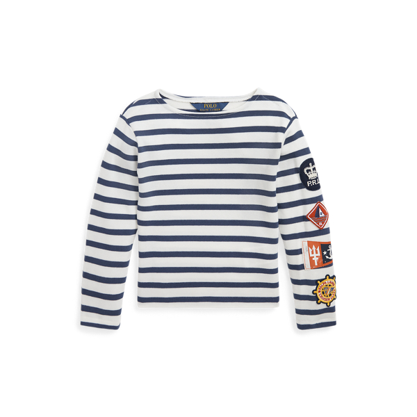 Striped Nautical-Patch Cotton Jersey Tee