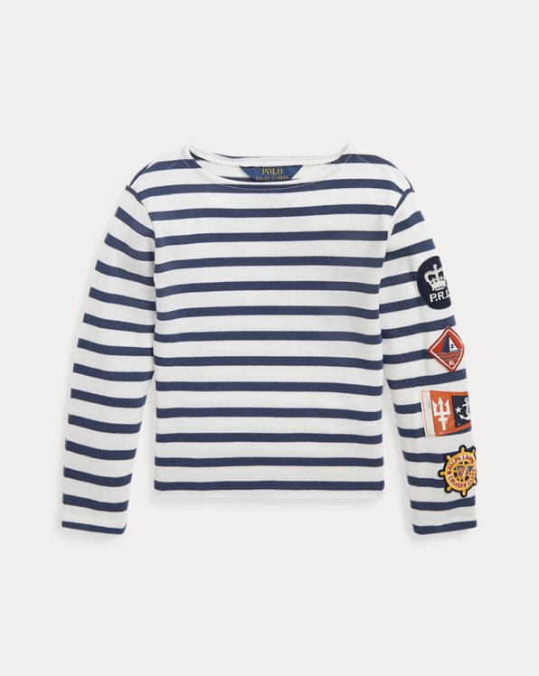 Striped Nautical-Patch Cotton Jersey Tee