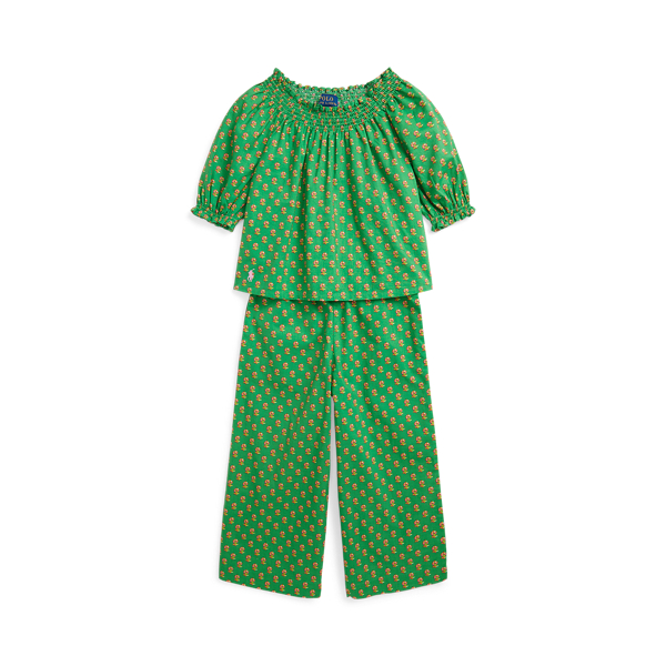 Floral Smocked Cotton Top &amp; Trouser Set GIRLS 1.5–6.5 YEARS 1