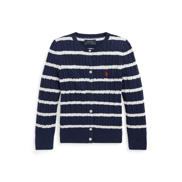 Striped Mini-Cable Cotton Cardigan