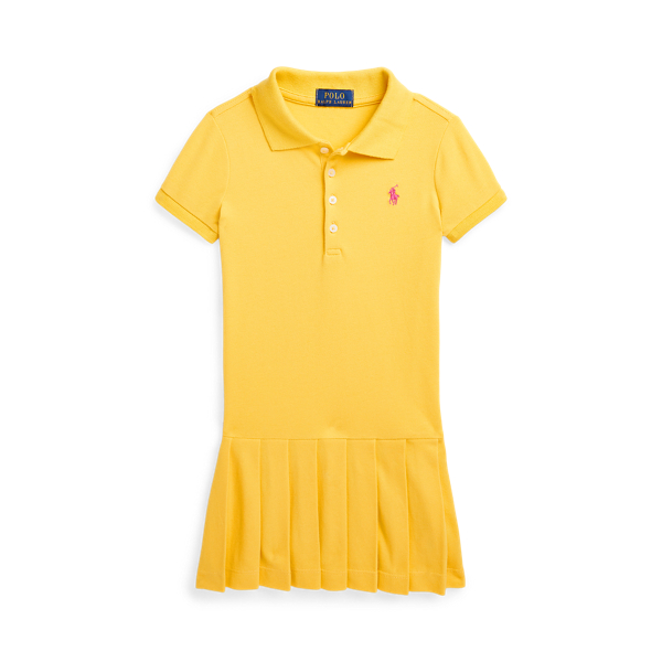 Pleated Stretch Mesh Polo Dress GIRLS 1.5–6.5 YEARS 1