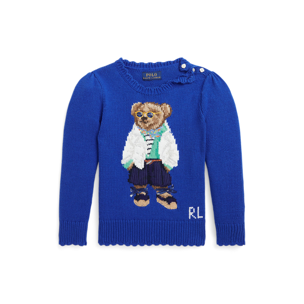 Baumwoll-Kaschmir-Pullover mit Polo Bear MÄDCHEN 1,5–6,5 JAHRE 1