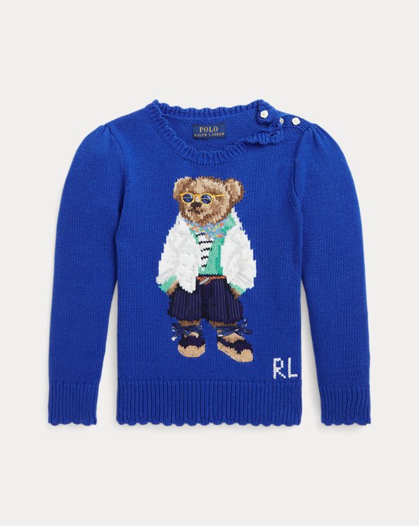 Baumwoll-Kaschmir-Pullover mit Polo Bear
