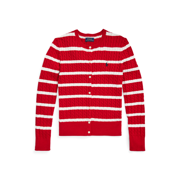 Striped Mini-Cable Cotton Cardigan