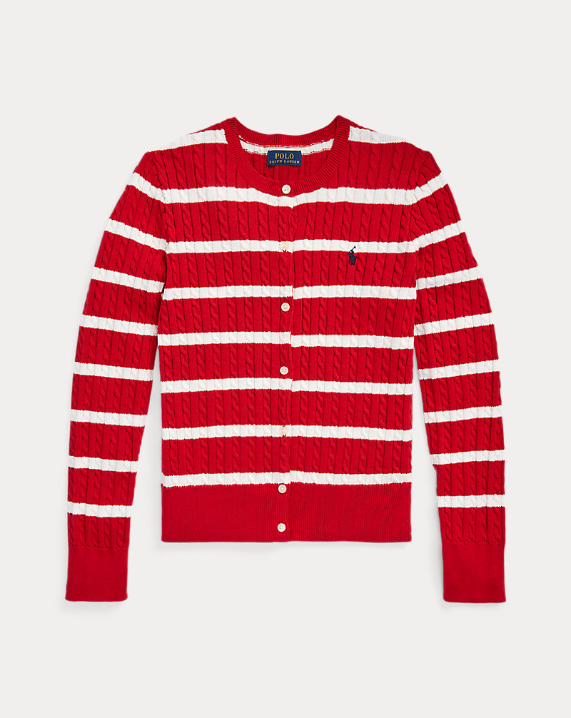 Striped Mini-Cable Cotton Cardigan GIRLS 7–14 YEARS 1