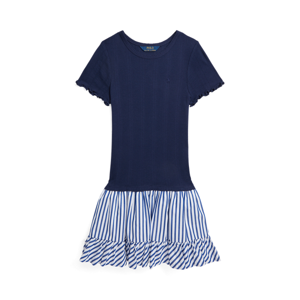 Woven-Skirt Pointelle-Knit Cotton Dress GIRLS 7–14 YEARS 1