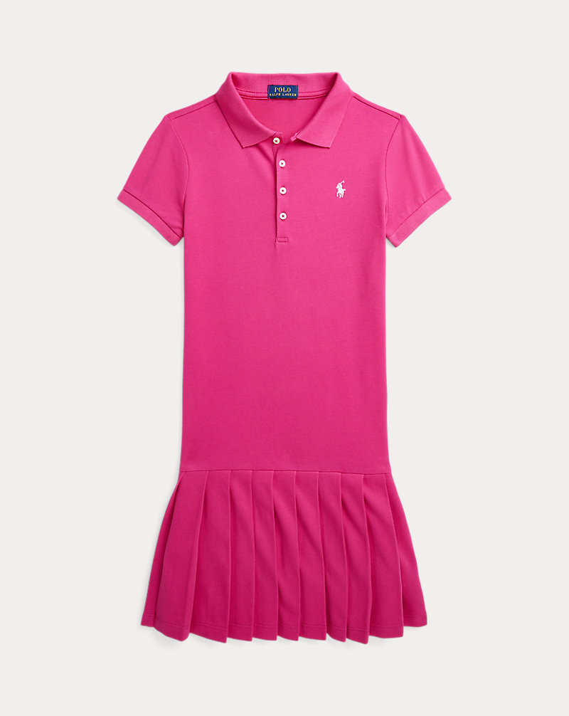 Pleated Stretch Mesh Polo Dress GIRLS 7–14 YEARS 1