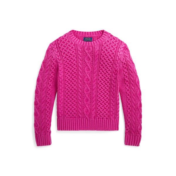 Aran-Knit Cotton Sweater Girls 7-16 1