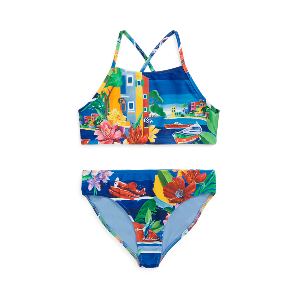 Seaside-Print Two-Piece Swimsuit