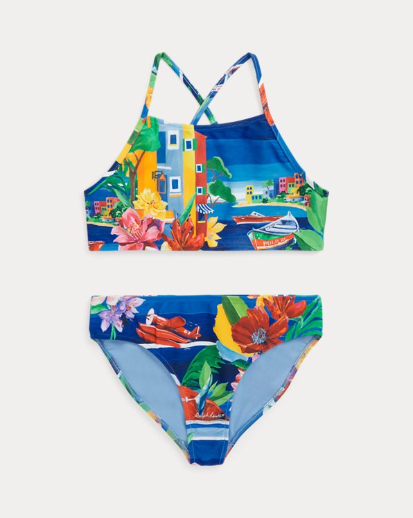 Seaside-Print Two-Piece Swimsuit