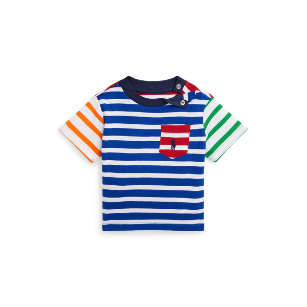 Striped Cotton Jersey Pocket T-Shirt