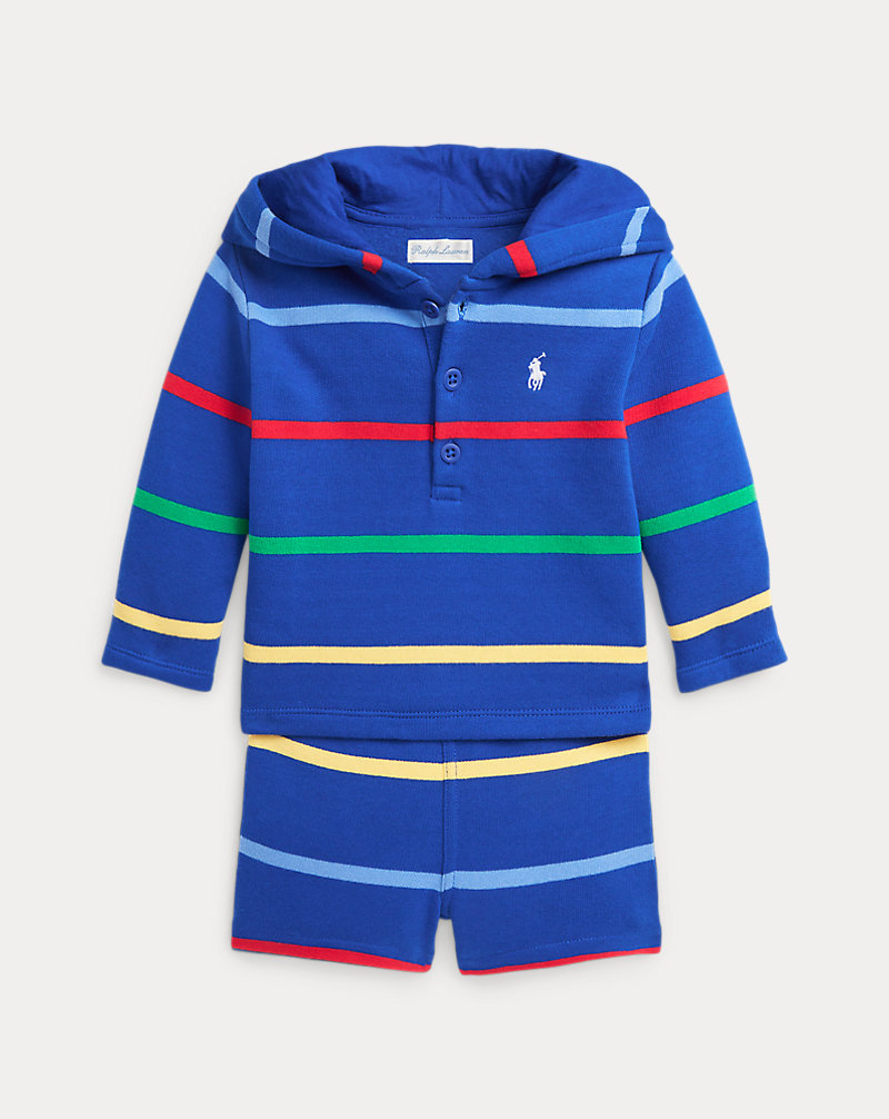 Striped Fleece Henley Shirt & Short Set Baby Boy 1
