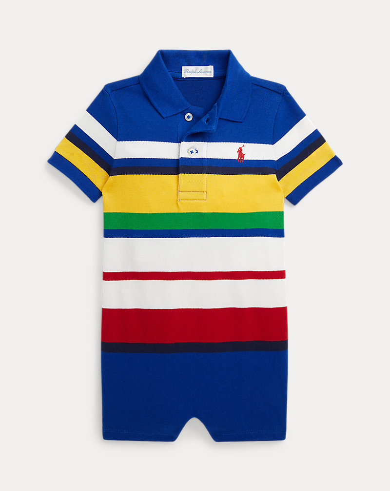 Striped Cotton Mesh Polo Shortall Baby Boy 1