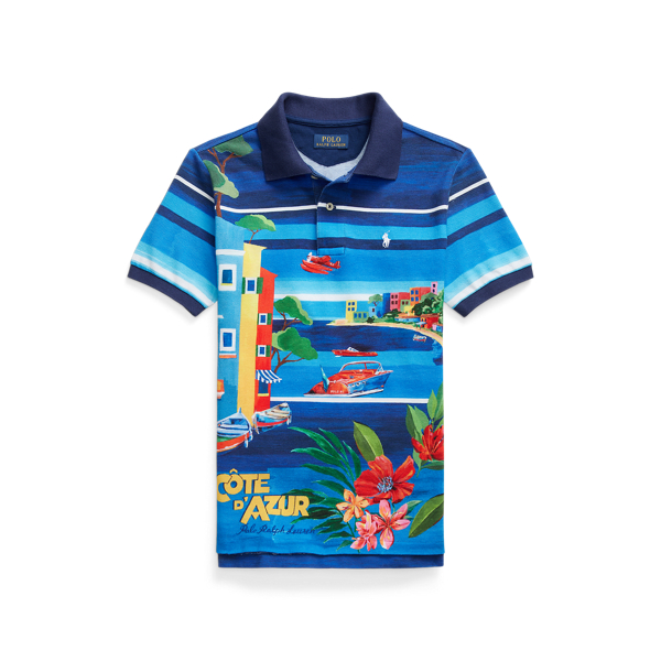 Katoenen mesh Polo-shirt met print JONGENS 6-14 JAAR 1