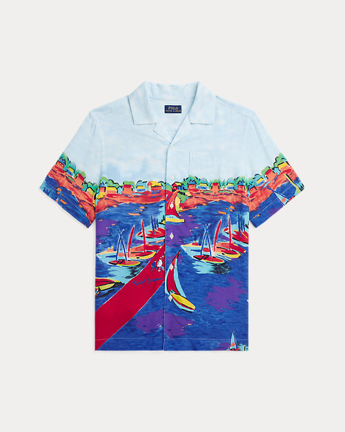 Sailboat-Print Camp Shirt