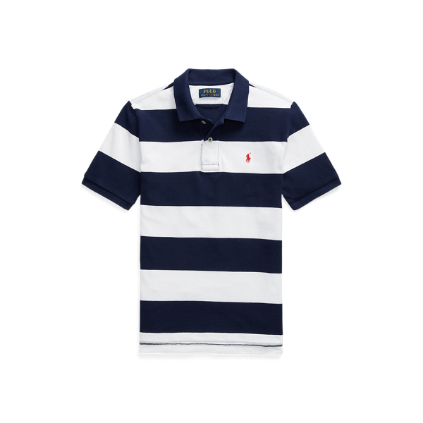 Striped Cotton Mesh Polo Shirt