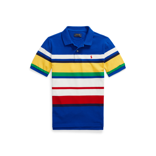 Striped Cotton Mesh Polo Shirt