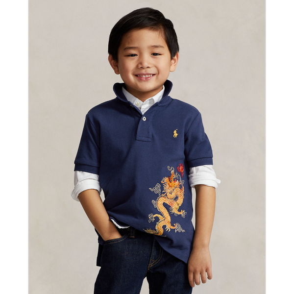 Lunar New Year Dragon Mesh Polo Shirt